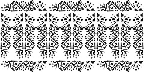 Ikat pattern etnic indian ornamental black and white illustration. Navajo motif texture ornate  design for surface print. Black and white background