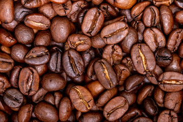 background of roasted coffee beans. coffee mania