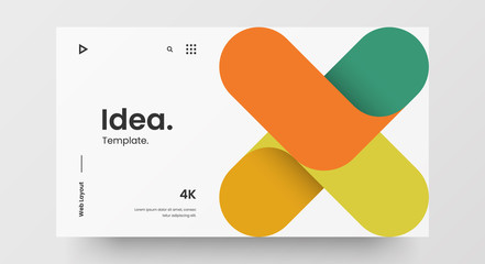 Creative horizontal website screen part for responsive web design project development. Abstract geometric pattern banner layout mock up. Corporate landing page block vector illustration template.