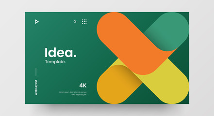 Creative horizontal website screen part for responsive web design project development. Abstract geometric pattern banner layout mock up. Corporate landing page block vector illustration template.