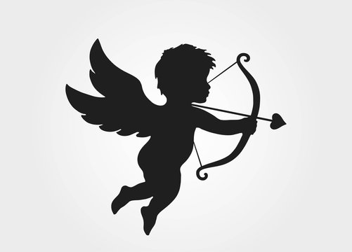 Cute cupid with bow and arrow. love symbol