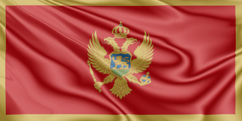 Flag of Montenegro fluttering in the wind in 3D illustration