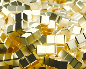 Messy Pile of Shiny Gold Assorted Tetrominoes