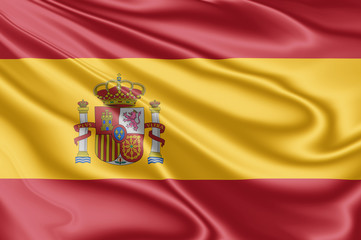 Fototapeta premium Flag of Spain fluttering in the wind in 3D illustration