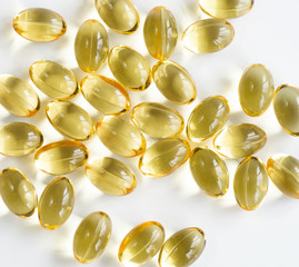 Omega-3 fish oil capsules for the cardiovascular system. View from above