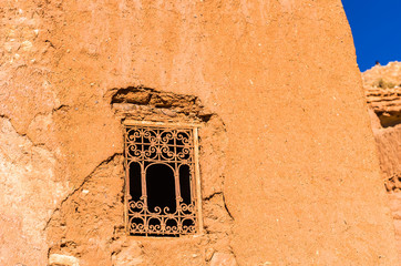 Forged lattice in city of Ait-Ben-Haddou, Morocco. With selective focus.