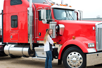 Woman Truck Driver ready to do a pre-trip inspection