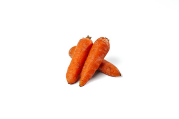 boiled carrots on the white background