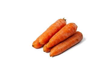 boiled carrots on the white background
