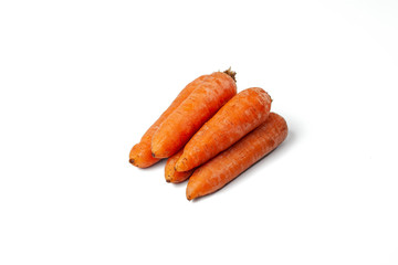 boiled carrots on the white background