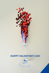 Red hearts in a glass. Valentine's Day concept.