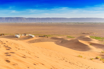 Fototapeta na wymiar landscape Tinfou Dunes, Zagora, Sahara, Morocco.