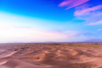 Sunset Landscape of Tinfou Dunes, Zagora, Sahara, Morocco.