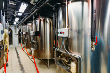 Craft beer production line in private microbrewery