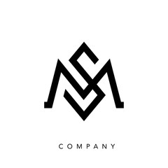 Elegant line curve vector logotype. Premium letter SM or MS logo design. Luxury linear creative monogram.