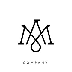 Elegant line curve vector logotype. Premium letter MA or AM logo design. Luxury linear creative monogram.