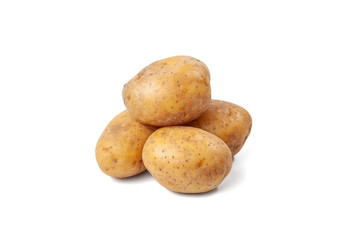 boiled potatoes on a white background and isolated