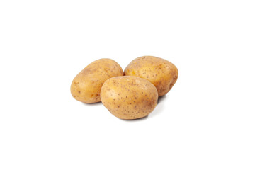 boiled potatoes on a white background and isolated