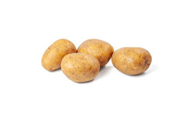 boiled potatoes on a white background and isolated