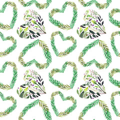 Seamless watercolor hearts pattern. Creative abstract texture for wedding invitation, card for Valentine's