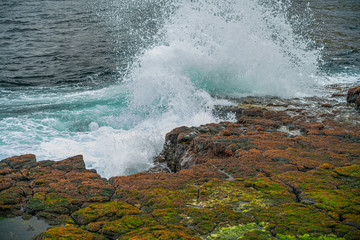 Dramatic seashore near Gjogv village, in Eysturoy, Faroe islands
