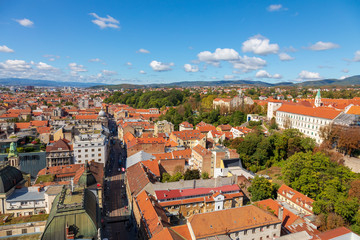 Fototapeta na wymiar Aerial view of Zagreb urban city center.