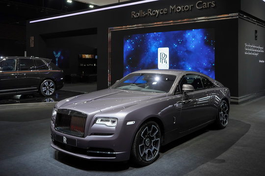 Bangkok, Thailand - March 28, 2019 : Rolls Royce new Phantom 2019 Super Luxury car on display in 40th Bangkok International Motor Show 2019 at Thailand