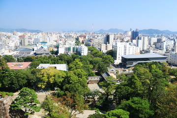 日本の城　高知城　天守閣からの眺望