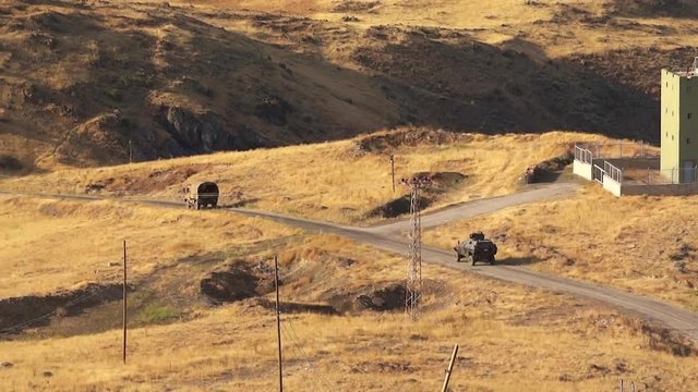 Armoured convoy moving during border patrol
