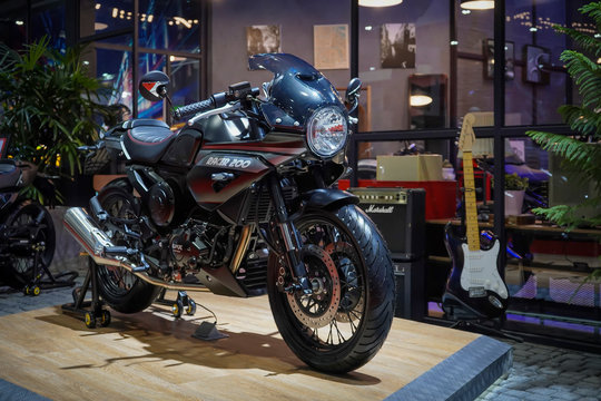 Bangkok, Thailand - March 29, 2019 : GPX Racer 200 motorcycle bike on display in 40th Bangkok International Motor Show 2019 Bangkok, Thailand