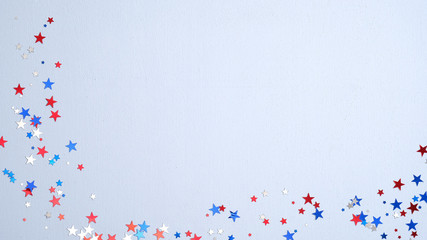 Happy Presidents Day banner mockup with confetti stars. USA Independence Day, American Labor day,...