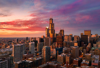 Chicago aerial view of west loop
