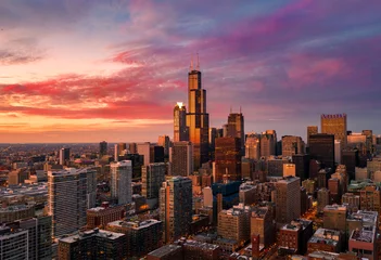 Gordijnen Chicago aerial view of west loop © Ionel