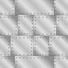 Seamless vector texture with riveted metal sheets. You can create the wallpaper with this pattern, color of elements can be changed as you want.