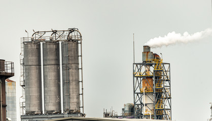 white smoke coming out from the exhaust at the Chemical plant