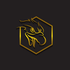Eagle hunting. Eagle with gold space on black background. Vector illustration.