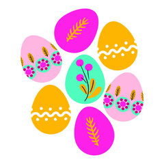 Template for easter card. Vector illustration. Decorative easter eggs