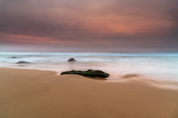 Sunrise Seascape and Hazy Sky with High Clouds