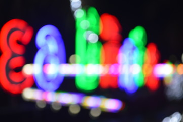 Bokeh of colorful lights in the garden at night