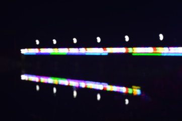 Bokeh of colorful lights in the garden at night