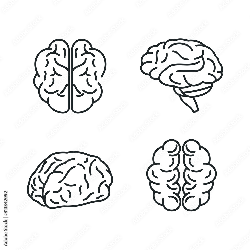 Poster Brain, mind or intelligence icon template color editable. Brain symbol vector sign isolated on white background illustration for graphic and web design.
