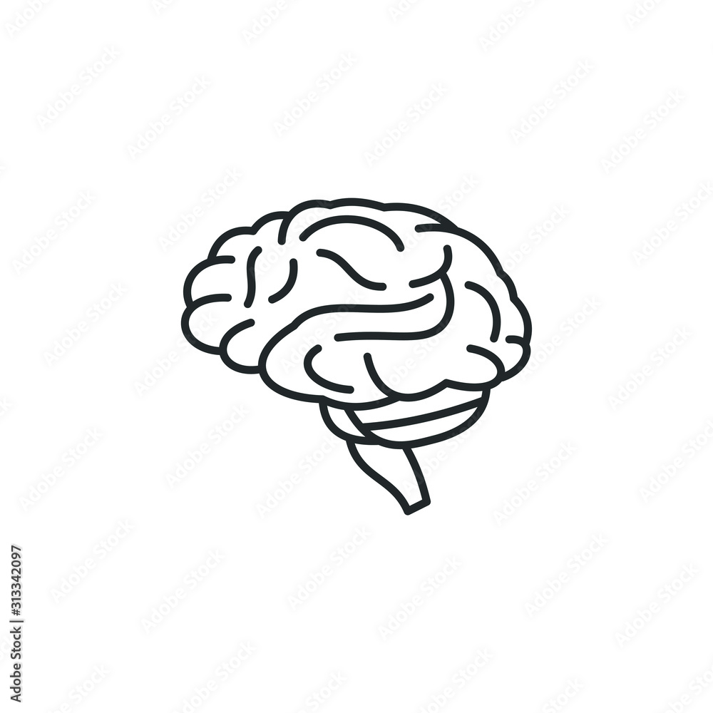 Poster Brain, mind or intelligence icon template color editable. Brain symbol vector sign isolated on white background illustration for graphic and web design.