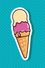 delicious ice cream pop art style icon vector illustration design