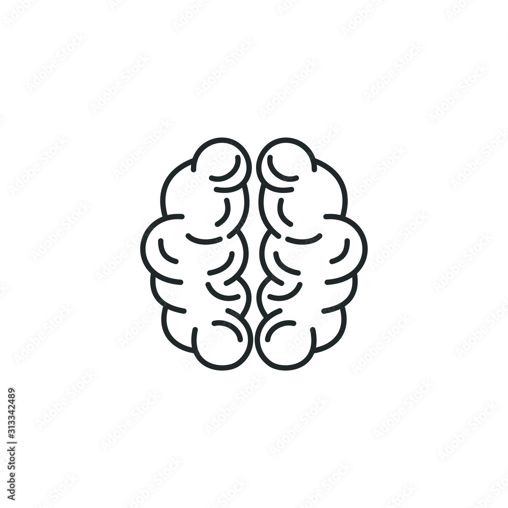 Poster Brain, mind or intelligence icon template color editable. Brain symbol vector sign isolated on white background illustration for graphic and web design.