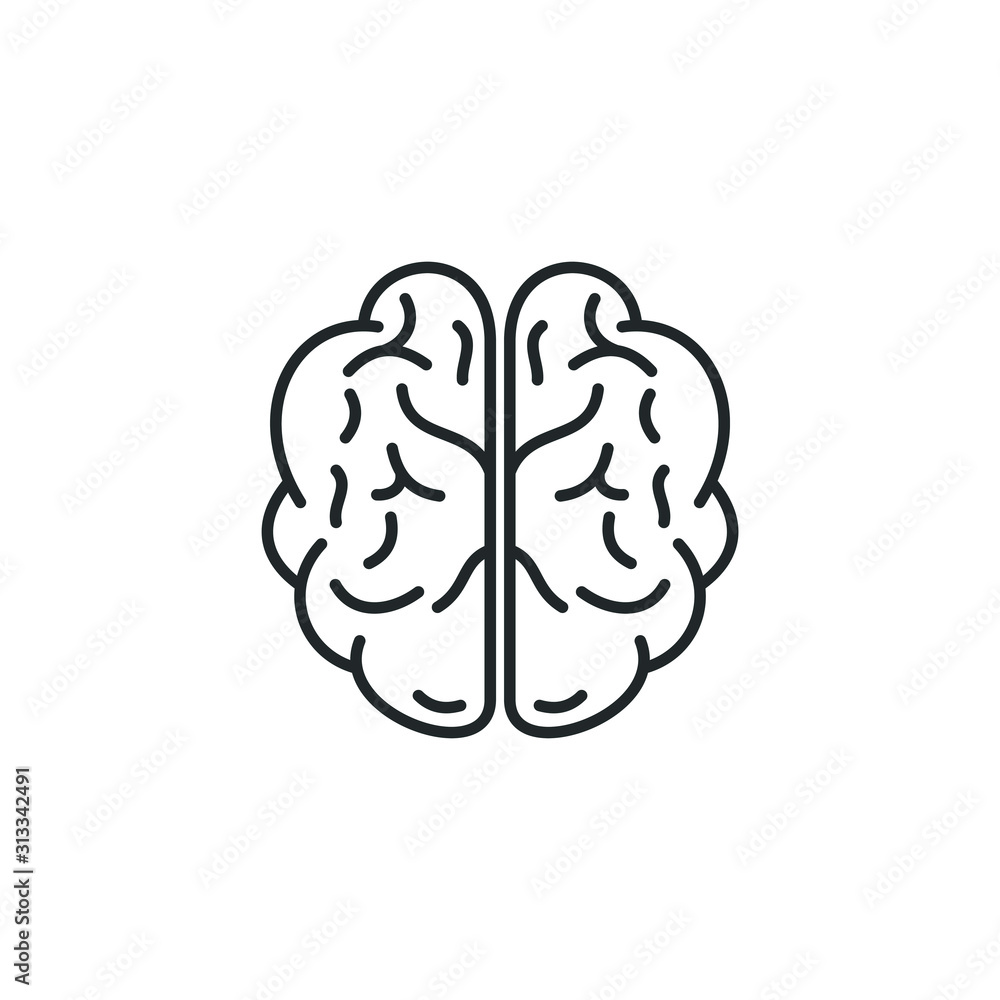 Poster Brain, mind or intelligence icon template color editable. Brain symbol vector sign isolated on white background illustration for graphic and web design.