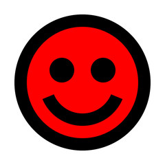 Smiley - smile - black outline, red theme - vector