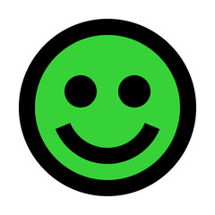 Smiley - smile - black outline, green theme - vector