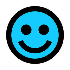 Smiley - smile - black outline, blue theme - vector