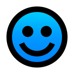 Smiley - smiling - black outline, blue gradient theme - vector