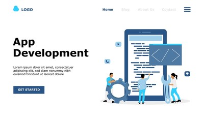 Fototapeta premium App Development Vector Illustration Concept, Suitable for web landing page, ui, mobile app, editorial design, flyer, banner, and other related occasion